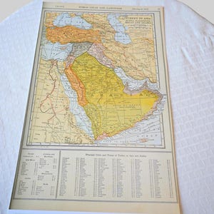 1928 Syria, Palestine, Hejaz, Arabia & Turkey in Asia Map Print – Reproduction of Original Antique Atlas Page – Middle East Wall Art