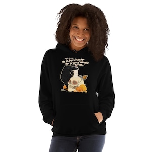 Día de los Muertos Women’s Hoodie – Gothic Skull, Crow & Marigolds | Halloween and Fall Sweatshirt Unisex Fit