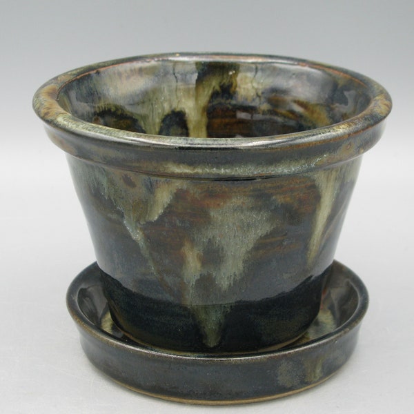 11.5cm stoneware plant pot with saucer