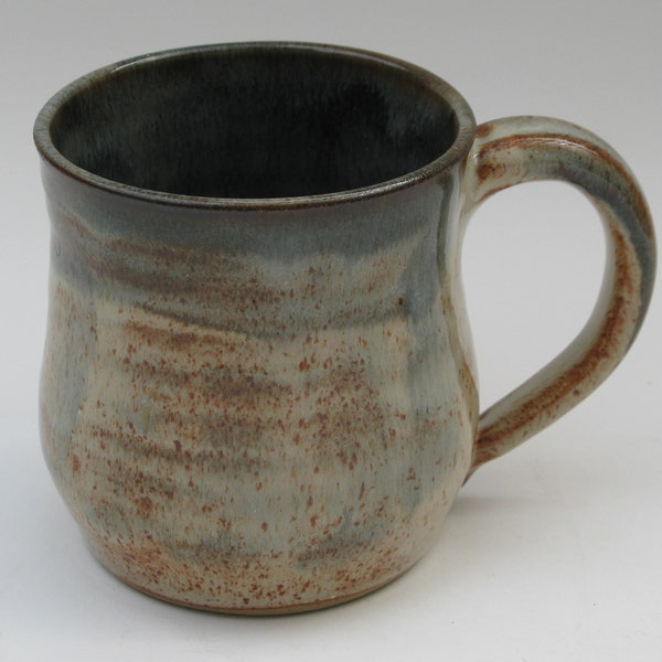 Burnt orange, cream and grey two tone stoneware mug