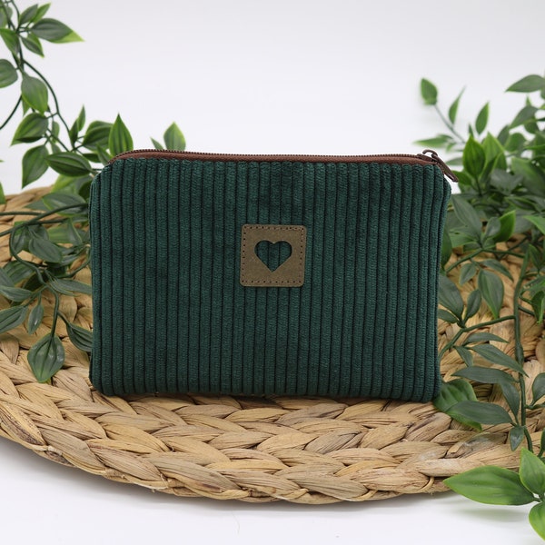 Mini purse corduroy dark green• Purse women small • First aid bag small