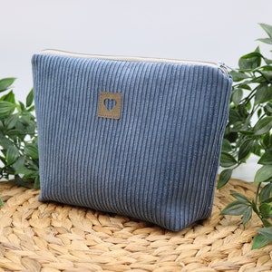 Kosmetiktasche Cord denimblau • Kulturbeutel Damen • Kosmetiktasche denimblau