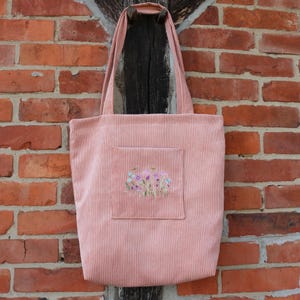 Shopper Einkaufstasche • Tragetasche aus Cord • Cord Umhängetasche rosa