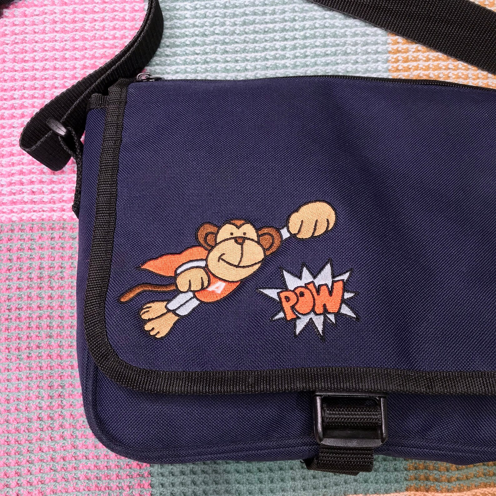 Y2k Messanger Bag Small Crossbody Embroidered Navy Blue Black Etsy