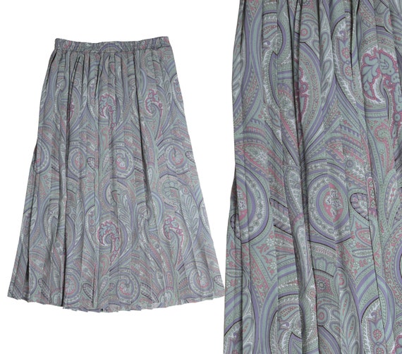 90s Paisley Skirt Chiffon Maxi Skirt Size Large