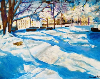 Snowy Überlingen (50cm x 70cm, original acrylic painting)