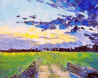 Sunset Over The Field (50cm x 50cm, original acrylic painting)