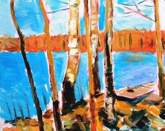 Red Birches I (50cm x 50cm, original acrylic painting)