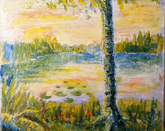 A Small Lake (50cm x 50cm, original acrylic painting)