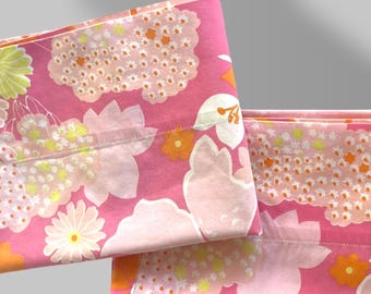 Vintage roze bloemenkussenslopen paar jaren 70 mod retro bold flower power katoen