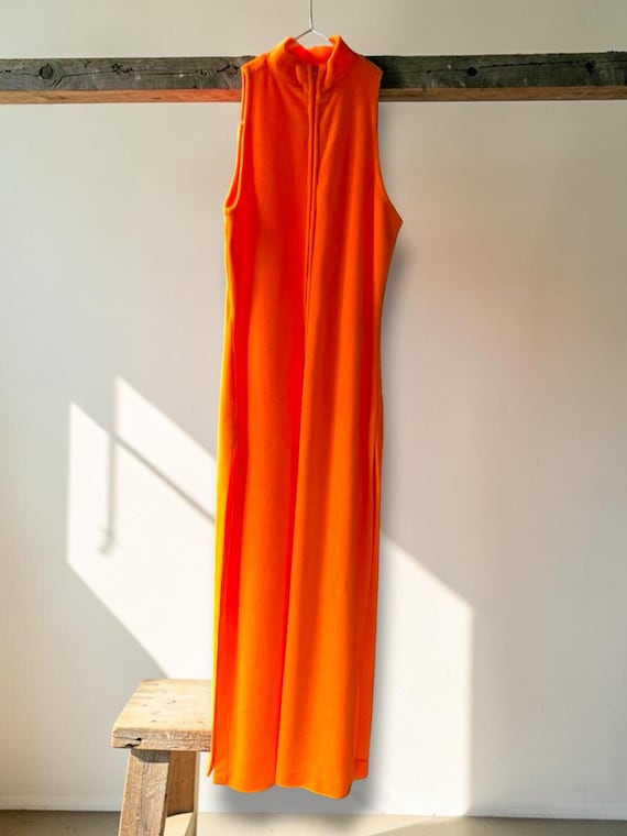 Vintage Beach Mate California Terry Cover up Dress – Neon Orange Resort Lounge M