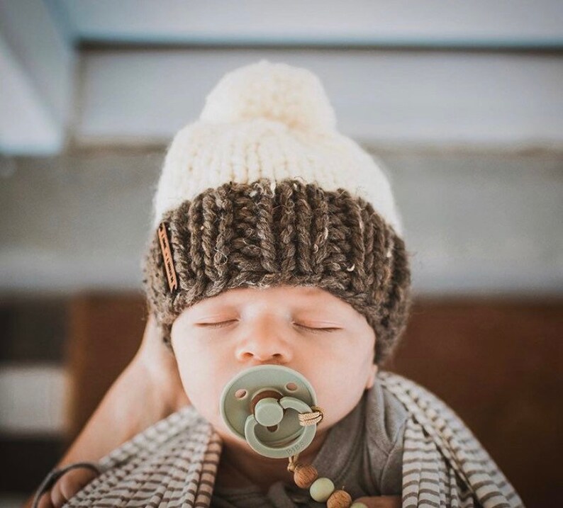 Lime and Linden // The Little Hawthorne Hat with Pom Pom // Custom Hand Knit Beanie // Newborn Infant Baby-Child-Kid image 2