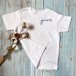 Hand Embroidered Toddler Tee // Custom Name Stitched T-Shirt