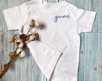 Hand Embroidered Toddler Tee // Custom Name Stitched T-Shirt