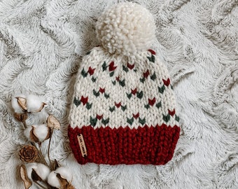 Hawthorne Berry Hat// Custom Holly Berry Hand Knit Beanie // Infant-Baby-Child-Kid-Adult