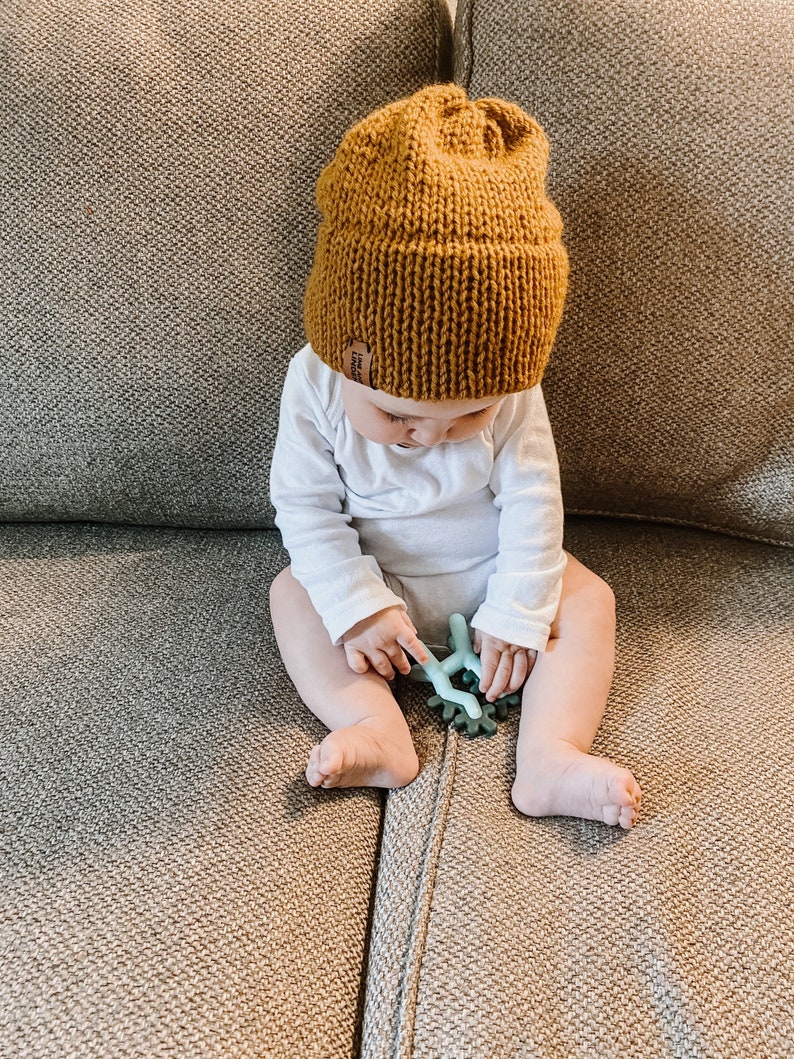 The Linden Beanie // Custom Stretchy Slouch Knit Hat with Double Brim // Infant-Baby-Child-Kid-Adult image 5