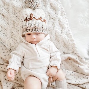 Embroidered Classic Aspen Hat // Custom Name Hand Knit Beanie // Infant-Baby-Child-Kid-Adult image 2