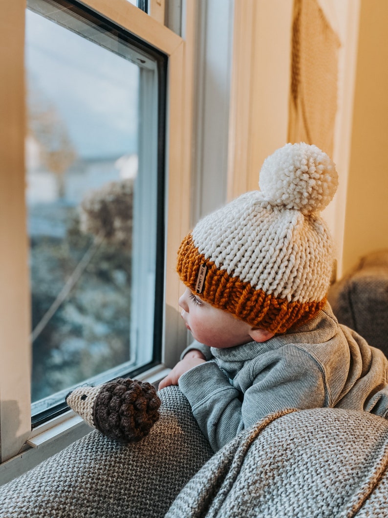 Lime and Linden // The Little Hawthorne Hat with Pom Pom // Custom Hand Knit Beanie // Newborn Infant Baby-Child-Kid image 4