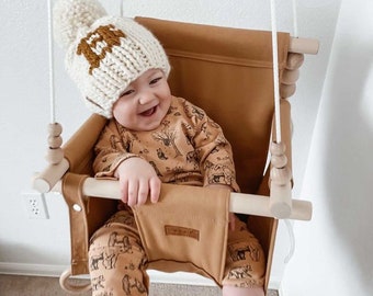The Monogram Classic English Boxwood Hat with Pom Pom // Custom Letter Hand Knit Beanie // Infant-Baby-Child-Kid-Adult
