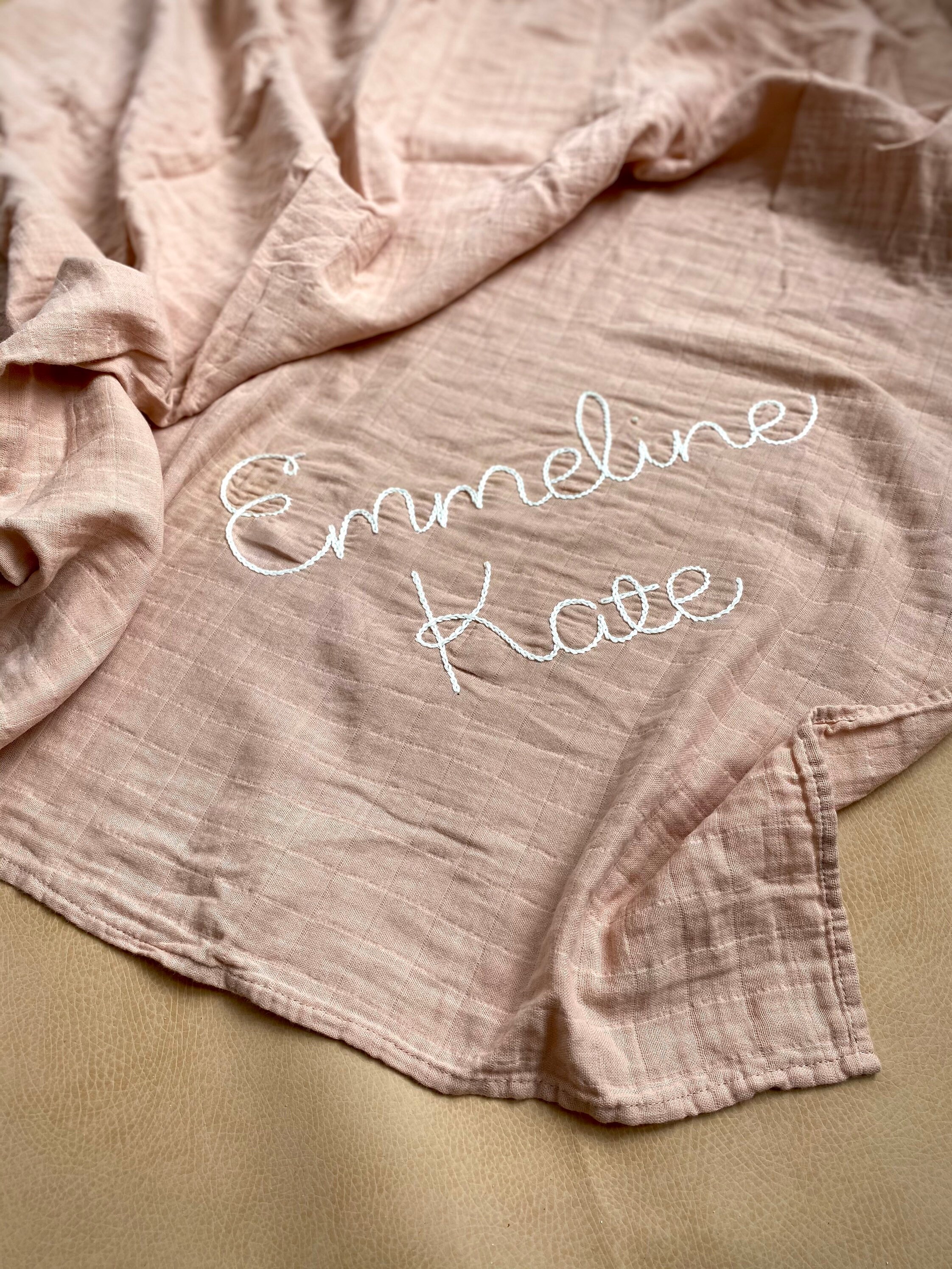 Hand Embroidered Baby Swaddle // Personalized Monogram Muslin Etsy