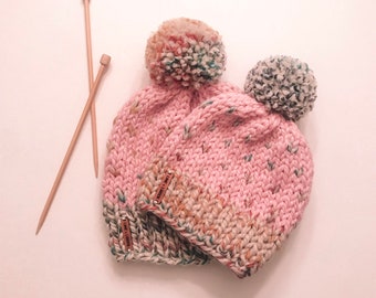 Classic Aspen Hat with Pom Pom // Custom Fair Isle Hand Knit Beanie // Infant - Baby - Child - Kid