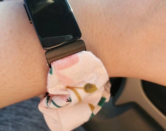 Watercolor Blush Rose, Scrunchie Apple Watch Band, Fitbit Versa, Galaxy Smartwatch, Skin Friendly Strap, 20mm, 22mm, Replacement