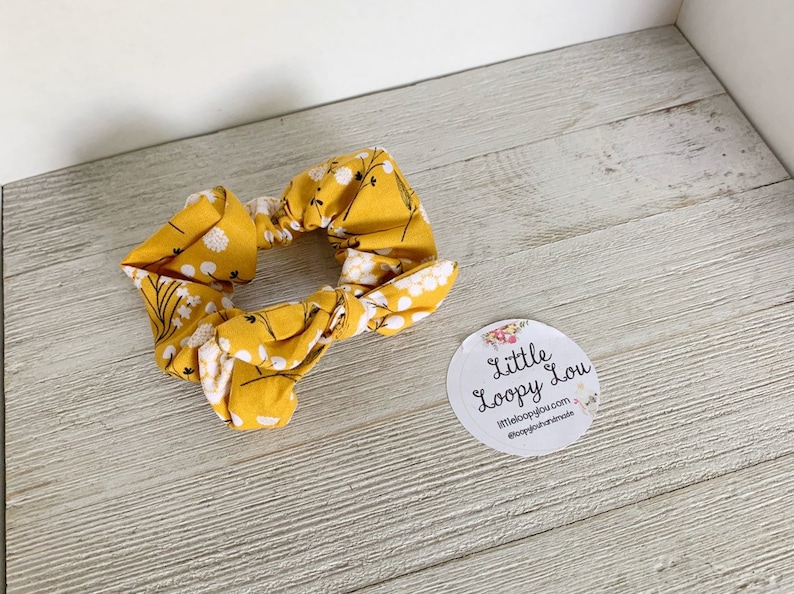 Scrunchie Bracelet 90s fashion Mustard Yellow Cotton Blossom Scrunchy Little Loopy Lou cute hair accessory Pony Tail Holder