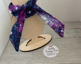 Celestial Purple Galaxy Scrunchie with Knot Bow or Scarf | Soft Scrunchy | Cotton Scrunchies | Gift for Her | Hair Scrunchies