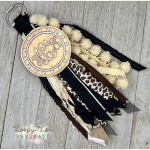 Monogram Ribbon Tassel, Rose Gold, Leopard Print Bag Charm image 1