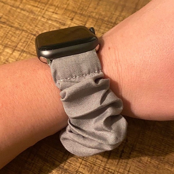 Custom Solid Color Scrunchie Apple Watch Band, Fitbit Versa, Galaxy Smartwatch, Skin Friendly Strap, 20mm, 22mm, Replacement