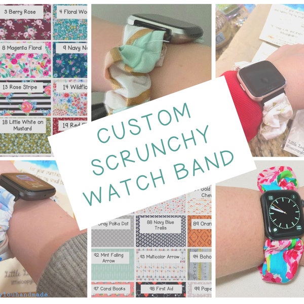 Custom Scrunchie Smartwatch Band, Stretchy Apple Watch Strap, Skin Friendly, Fitbit Versa, Galaxy, 20mm, 22mm, 38mm, 40mm, 42mm, 44mm, 49mm