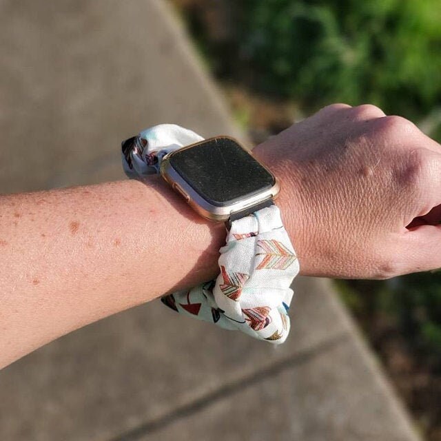 Blue and Gold Arrow Watch Scrunchie Band Apple Watch Scrunchy Band, Fitbit Versa, Samsung Galaxy Watch Band, Choose Fabric
