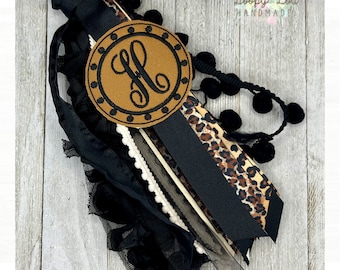 Leopard Tier Druck, Stickerei Monogramm Bogg Taschen-Zubehör, Initialen Charme, Benutzerdefinierte Taschenanhänger, Rucksack-Anhänger, Band-Taschen-Quaste, Schlüsselbund
