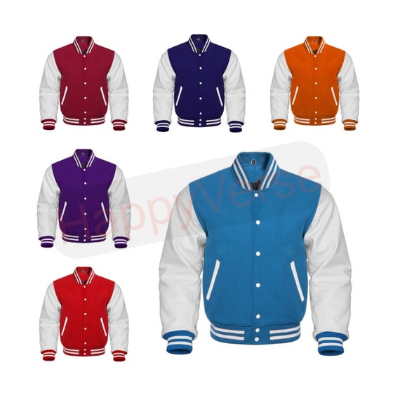 Varsity Jacket Baseball Letterman Bomber School Collage Maroon Wool and  Genuine Green Leather Sleeves (XXS, Maroon) at  Men's Clothing store