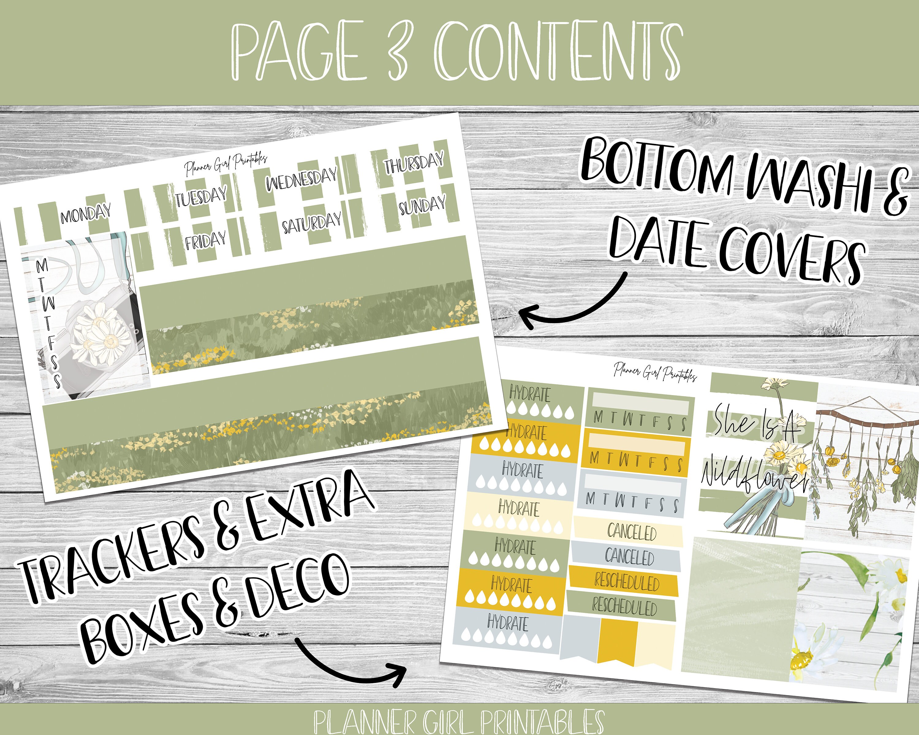 PRINTABLE Happy Planner Classic Stickers Weekly Kit Daisies | Etsy