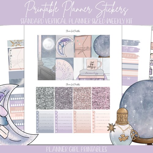 Printable Planner Stickers Erin Condren Celestial Vertical - Etsy