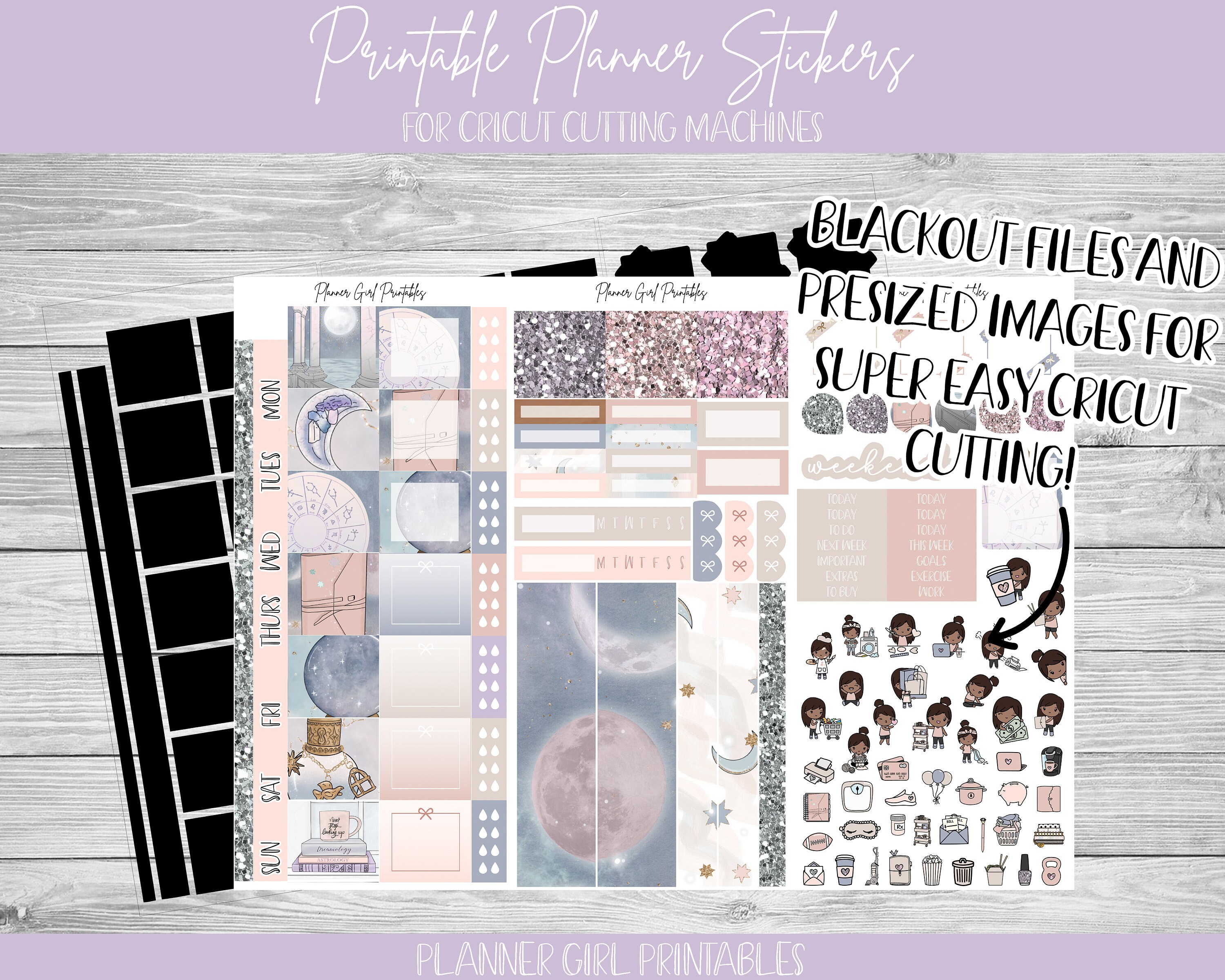PRINTABLE Hobonichi Weeks Weekly Kit Celestial Full Moon Child Crystals ...