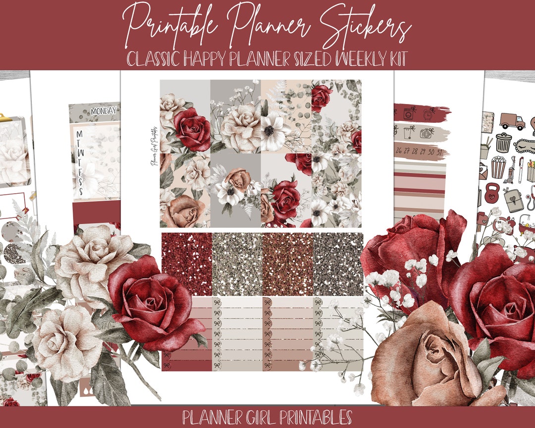 PRINTABLE Happy Planner Classic Stickers Weekly Kit Red - Etsy
