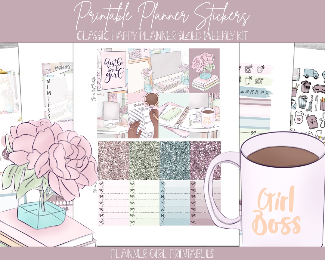 PRINTABLE Happy Planner Classic Stickers Weekly Kit | Hustle Hard Girl ...