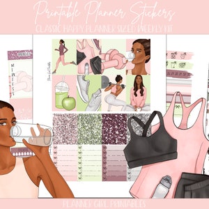 Kit semanal de pegatinas clásicas de Happy Planner IMPRIMIBLE / Frutas para comer saludable / Pegatinas de planificación digital Cricut Blackout Silhouette File