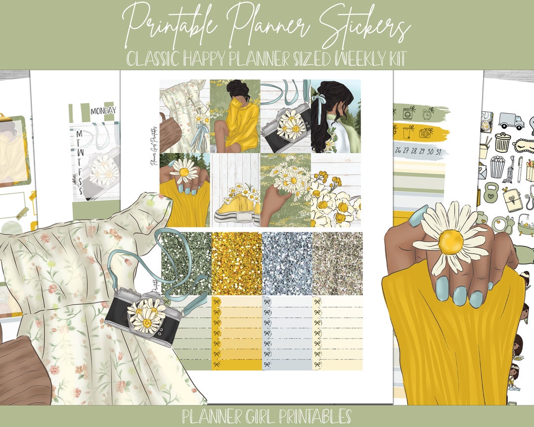 PRINTABLE Happy Planner Classic Stickers Weekly Kit | Daisies Spring ...