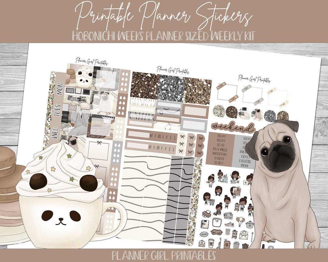 PRINTABLE Hobonichi Weeks Weekly Kit | Hygge Stay Home Cozy Day in Pug ...