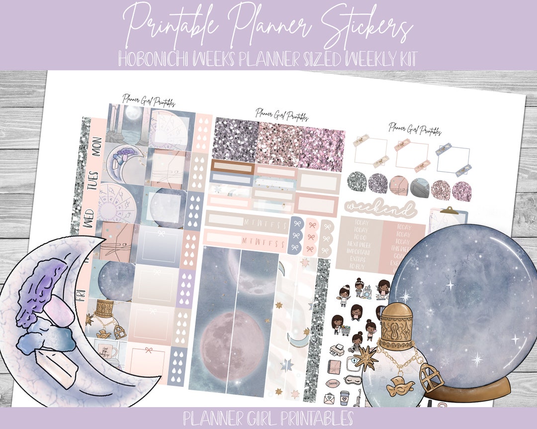 PRINTABLE Hobonichi Weeks Weekly Kit | Celestial Full Moon Child ...