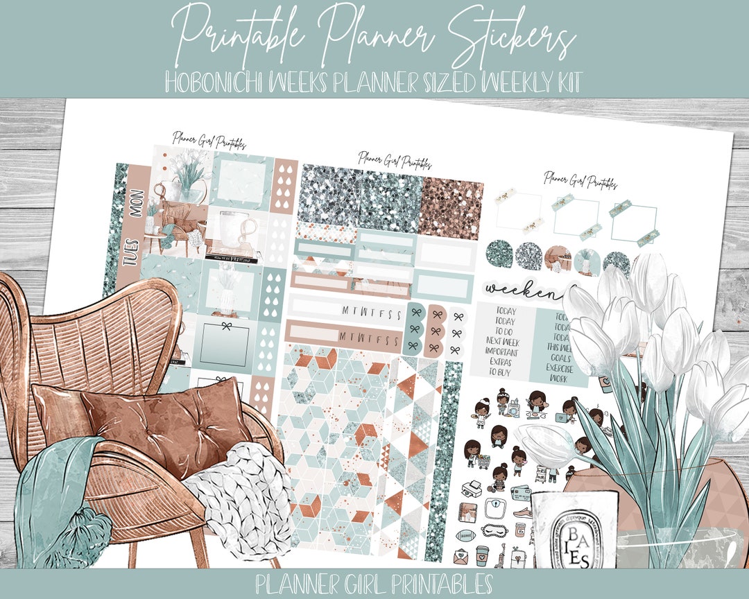 PRINTABLE Hobonichi Weeks Weekly Kit | Lets Hygge Stay Home Teal Boho ...