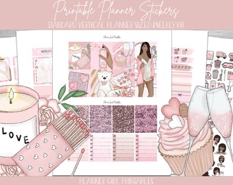 AFDRUKBARE standaard verticale planner stickers per kit | XOXO Valentijnsdag | Afdrukbare Planner Sticker Kit Cricut Blackout silhouet bestand