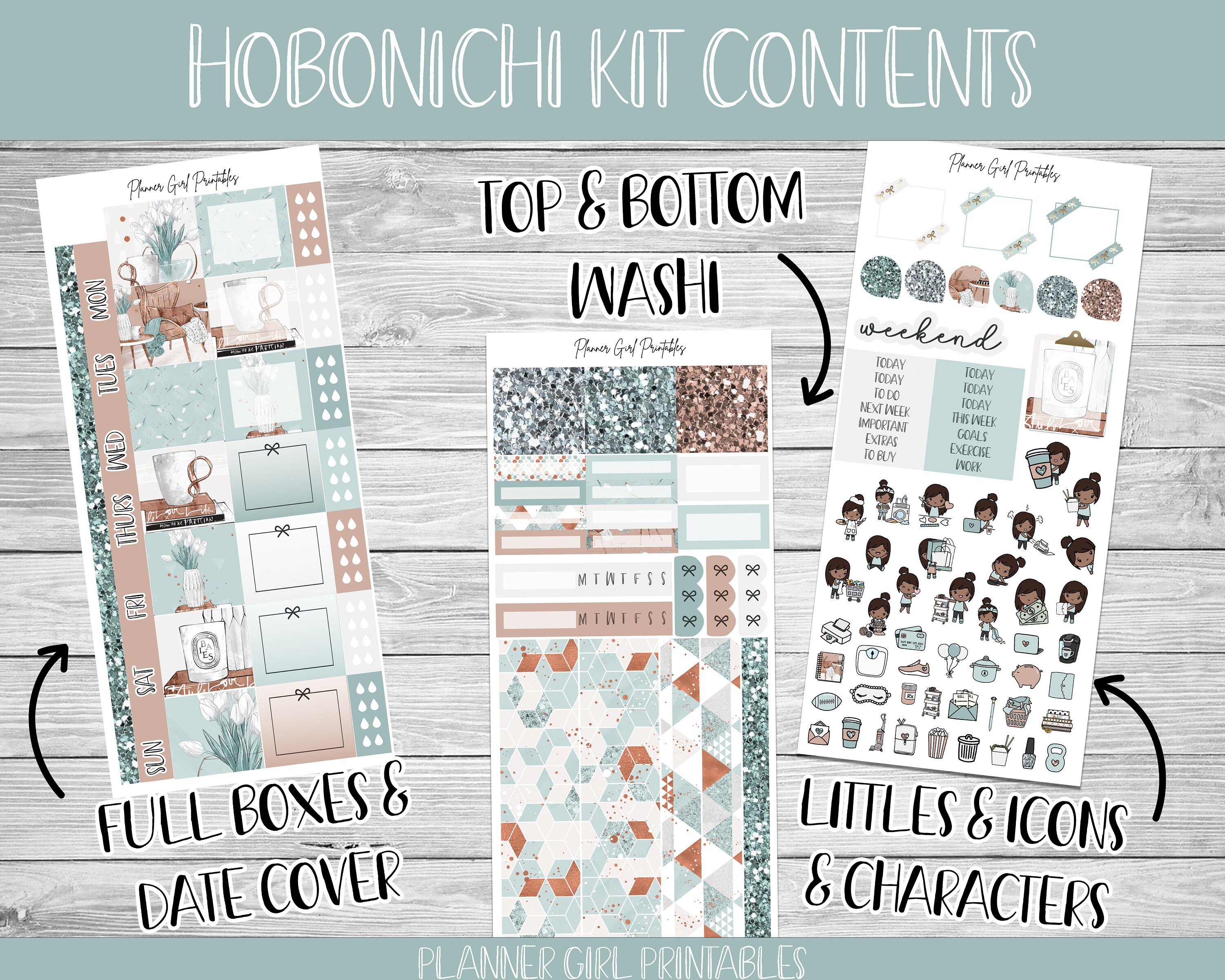 PRINTABLE Hobonichi Weeks Weekly Kit | Lets Hygge Stay Home Teal Boho ...