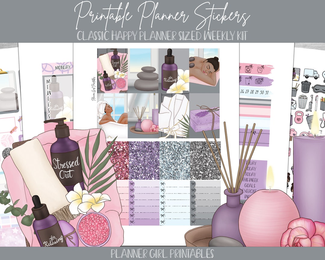 PRINTABLE Happy Planner Classic Stickers Weekly Kit | Spa Day Relaxing ...