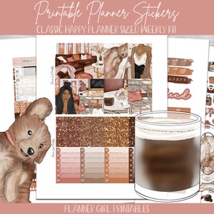 Kit semanal de pegatinas clásicas de Happy Planner IMPRIMIBLE / Get It Done Girl Boss Plan / Pegatinas de planificación digital Cricut Blackout Silhouette File