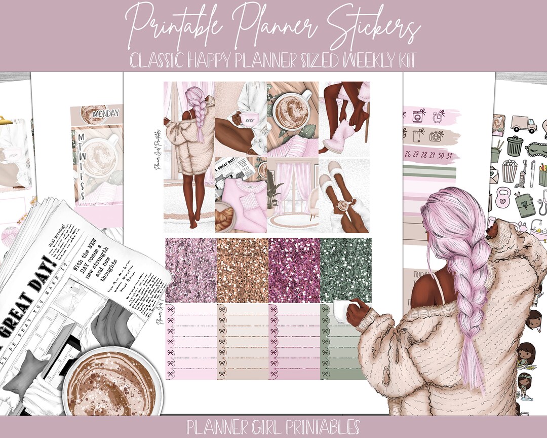 PRINTABLE Happy Planner Classic Stickers Weekly Kit | Cozy Morning Pink ...