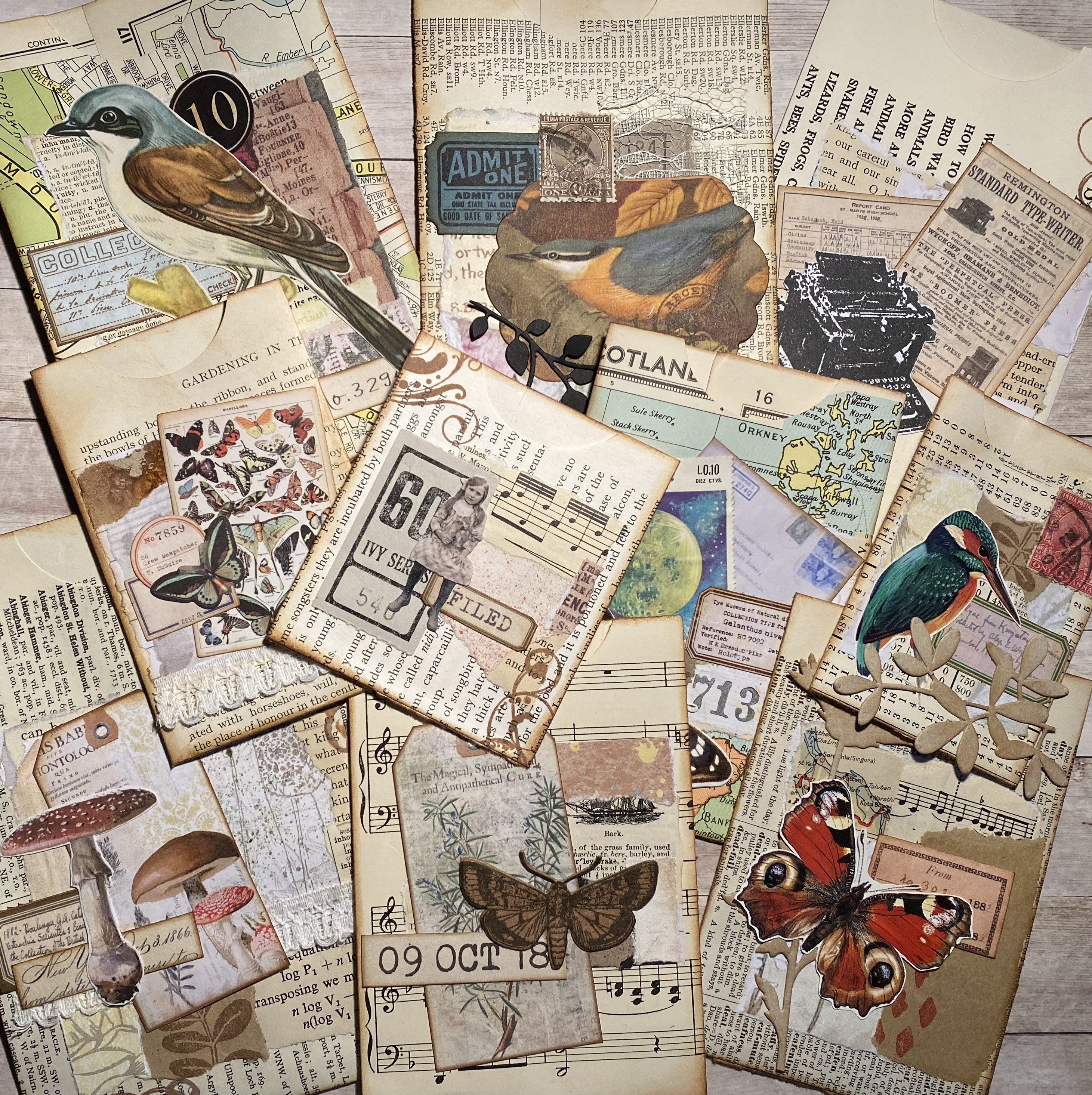 Products :: Library Pockets from Vintage Book Pages, Junk Journal Ephemera  Kit, Handmade